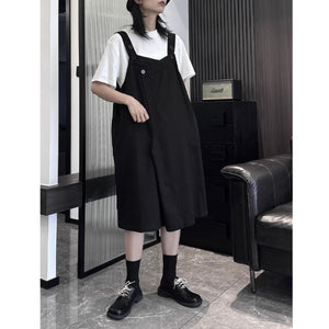 Solid Color Loose Casual Wide-leg Overalls