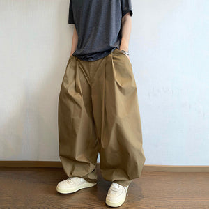Retro Pleated Lantern Cuff Overalls
