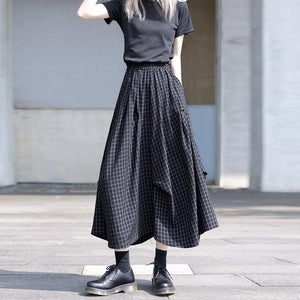 Irregular Plaid A-line Skirt