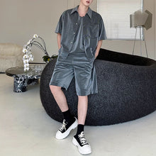 Load image into Gallery viewer, Summer Bright Silk Shirt Vest Shorts Three-piece Suit
