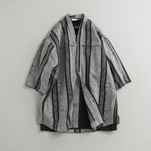 Load image into Gallery viewer, Japanese Striped Loose Kimono Shirt Half Sleeve Cardigan
