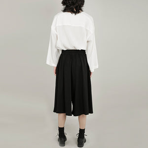 Casual Loose-fitting Wide-leg Cropped Trousers
