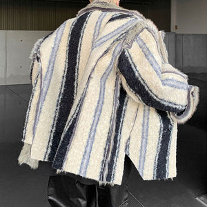 Striped Eco-friendly Fur Double-sided Plush Jacket