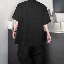 Load image into Gallery viewer, Crew Neck Loose T-shirt with Pleats and Studs
