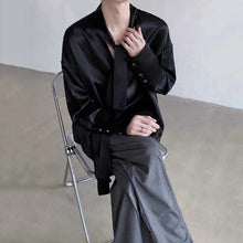Load image into Gallery viewer, Acetate Textured Tie V-neck Drape Shirt
