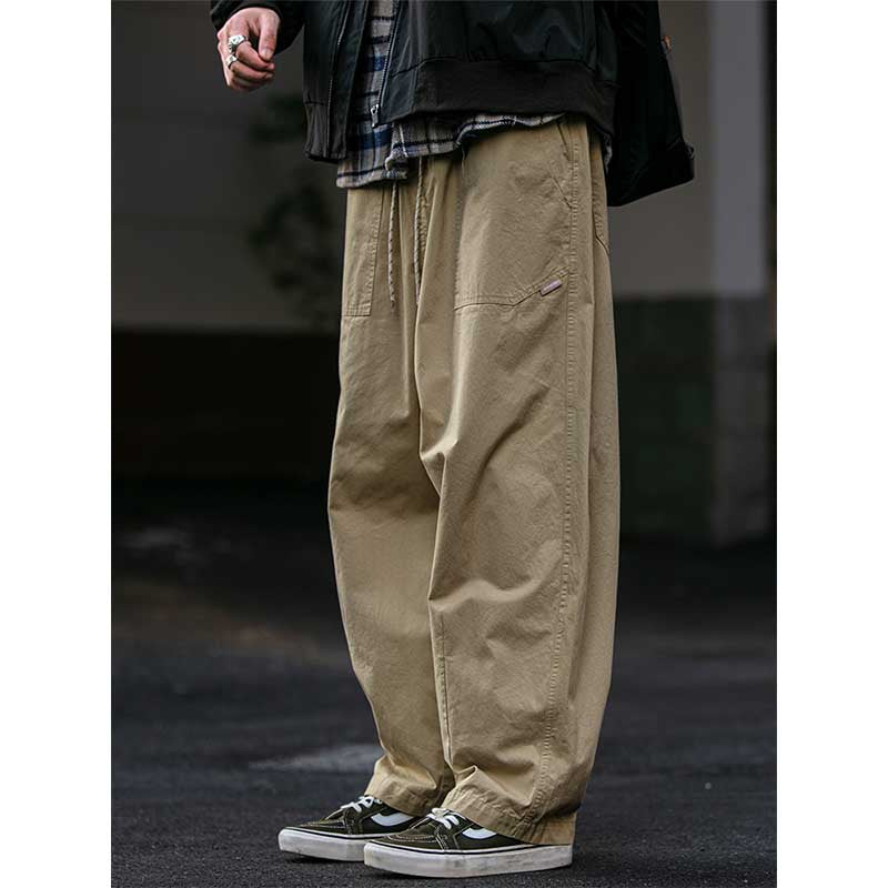 Retro Loose Straight Drawstring Pants