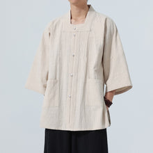 Load image into Gallery viewer, Cotton Three Quarter Sleeve Zen Cardigan Shirt
