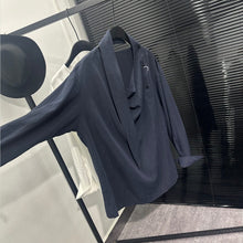 Load image into Gallery viewer, Asymmetric Neckline Tie-Detail Long-Sleeve Shirt
