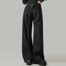 Load image into Gallery viewer, Embroidered High-waisted Striped Ribbon Trousers
