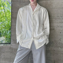 Load image into Gallery viewer, Double-layered Collar Handmade Pearl Draped Shirt
