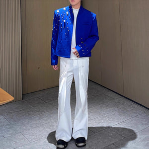 Heavily Beaded Diamond-encrusted Collarless Suit Jacket