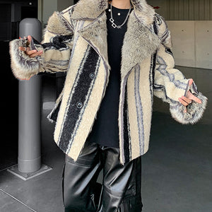 Striped Eco-friendly Fur Double-sided Plush Jacket