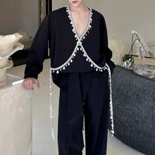 Load image into Gallery viewer, French V-neck Beaded Loose Shirt
