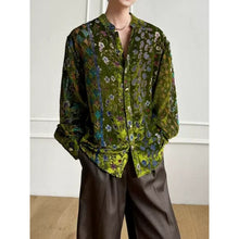 Load image into Gallery viewer, Green Printed Velvet Loose Casual Shirt
