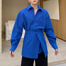 Load image into Gallery viewer, Two-piece Waist-revealing Blue Shirt

