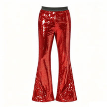 Load image into Gallery viewer, Elastic-waist Sequined Wide Leg Pants Stage Performance Party Trousers
