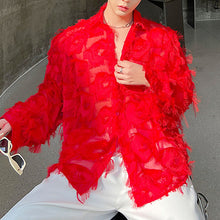 Load image into Gallery viewer, Red Raw Fringe Shirt
