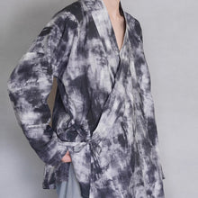 Load image into Gallery viewer, Ink-print Cross-neck Short Cardigan
