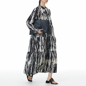 Loose Bohemian Striped Cake Dress