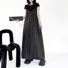 Load image into Gallery viewer, Loose Casual Stitching Striped Wide-leg Overalls
