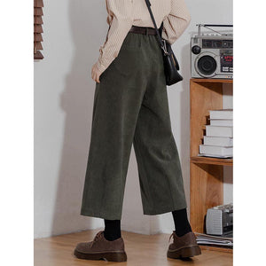 Retro Corduroy Wide Leg Ninth Pants