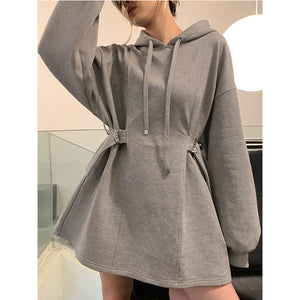 Loose Hooded Sweatshirt Dress