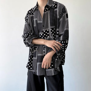 Black Polka Dot Lapel Shirt