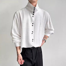 Load image into Gallery viewer, Multi-button High-neck Loose Draped Shirt
