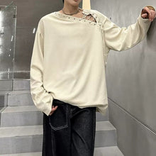 Load image into Gallery viewer, Asymmetrical Shoulder Straps Textured Long-Sleeve T-Shirt
