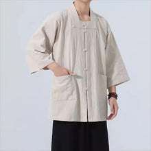 Load image into Gallery viewer, Cotton Three Quarter Sleeve Zen Cardigan Shirt
