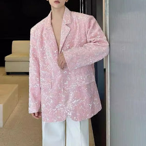 Velvet Sequined Shoulder Pad Loose Casual Blazer