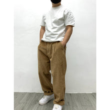 Load image into Gallery viewer, Heavyweight Washed Corduroy Pleated Loose Wide-leg Straight Trousers

