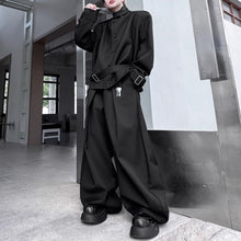 Load image into Gallery viewer, Deconstructed Button Belt-embellished Jacket Wide-leg Trousers Two-piece Suit
