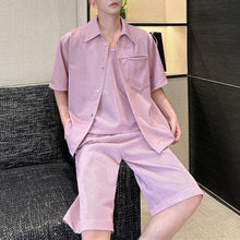 Load image into Gallery viewer, Summer Bright Silk Shirt Vest Shorts Three-piece Suit
