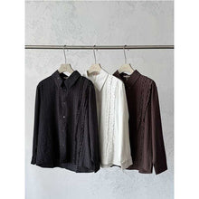 Load image into Gallery viewer, French Retro Striped Ruffled Collar Shirt
