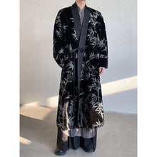 Load image into Gallery viewer, Silver Bamboo Embroidery Loose-fitting Long Taoist Robe
