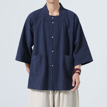 Load image into Gallery viewer, Cotton Three Quarter Sleeve Zen Cardigan Shirt

