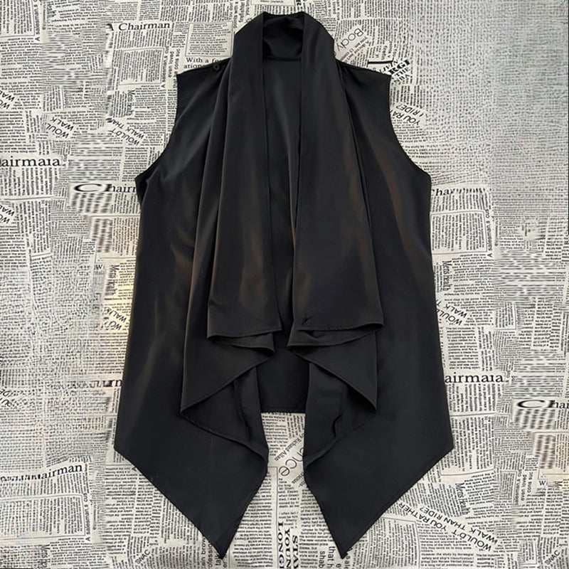 Irregular Shoulder Ice Silk Sleeveless Vest