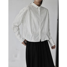Load image into Gallery viewer, Women's Japanese Vertical Striped Loose Long Sleeve Shirt
