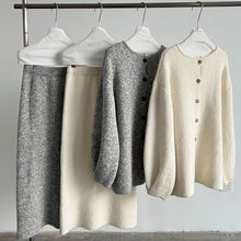 Load image into Gallery viewer, Korean Back Button Knit Sweater Skirt Two-piece Set
