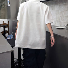 Load image into Gallery viewer, Round Neck Hand-beaded Zipper Embellished Loose T-shirt
