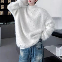 Load image into Gallery viewer, American Stand-up Collar Mink Beaded Sweater
