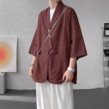 Load image into Gallery viewer, Diagonally Buttoned Loose Cardigan Shirt
