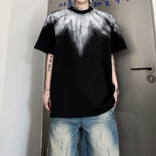 Load image into Gallery viewer, Color-blocked Hand-painted Padded Shoulder Loose T-shirt
