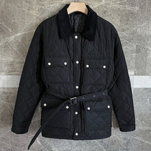 Load image into Gallery viewer, 3D Pocket Diamond-patterned Collar Cotton Coat
