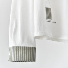 Load image into Gallery viewer, Women's Japanese Loose Graphic Striped Patchwork Crewneck T-shirt
