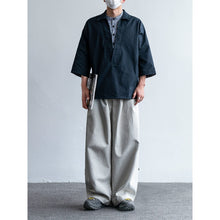 Load image into Gallery viewer, Japanese Plaid Paneled Layered Three Quarter Sleeve Cargo Shirt
