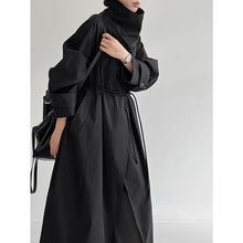 Load image into Gallery viewer, Stand-up Collar Retro Belted Mid-length Loose Coat
