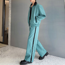 Load image into Gallery viewer, Contrast Color Patchwork Rivet Short Jacket Wide-leg Trousers Two-piece Set
