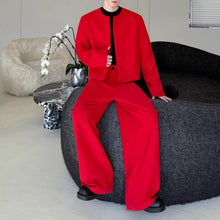 Load image into Gallery viewer, Collarless Short Jacket and Wide-leg Trousers Two-piece Set
